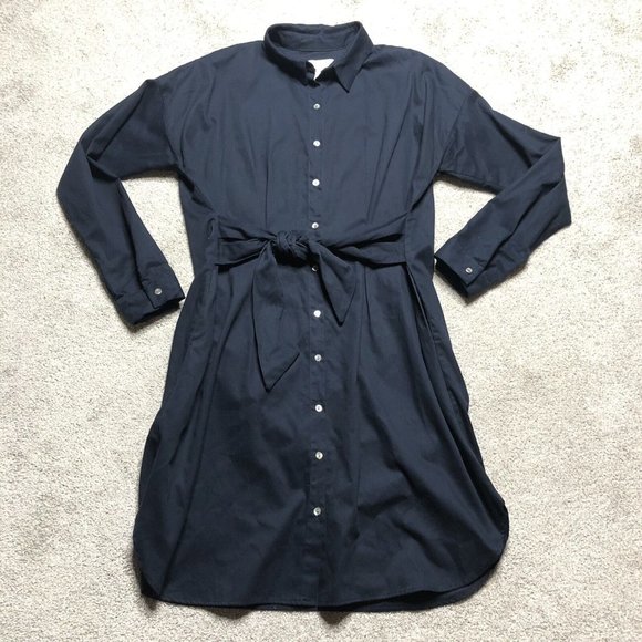 Amour Vert Dresses & Skirts - Amour Vert Shirt Dress Button Down Organic Cotton Navy